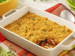 Recipiente com Escondidinho de Abóbora com Shitake
