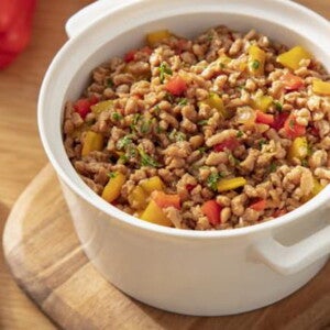 Panela branca com Carne de Soja Moída